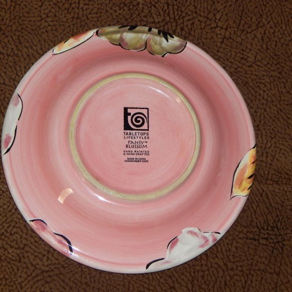 TABLETOPS LIFESTYLES Vintage Pansy Blossom Hand Crafted Dinner Plate 11” - Picture 2 of 2